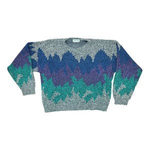 Vintage Point Zero Sweater Mens‎ Size XL Abstract Long Sleeve Casual Y2K Acrylic